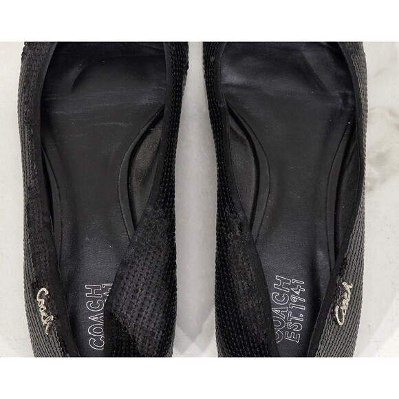 Coach Women's Shimmer Ballet Flats Black Sequin Round Toe Q499 Party Glam Size 8 - Picture 7 of 12